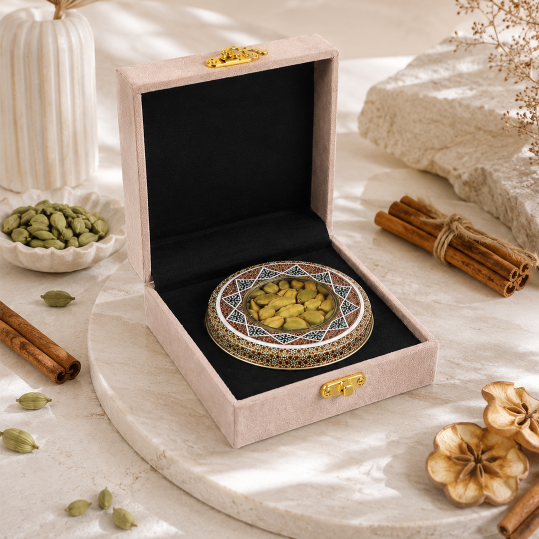 باکس زعفران درین پک مدل ساده مخمل کالیفرنیا خاکستری روشن - ابعاد ۱۲×۱۲×۵