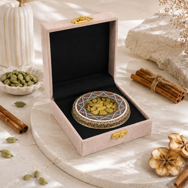 باکس زعفران درین پک مدل ساده مخمل کالیفرنیا خاکستری روشن - ابعاد ۱۲×۱۲×۵