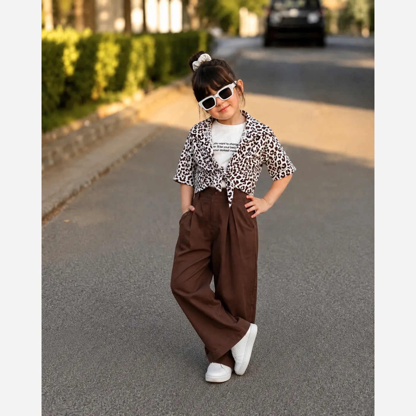 ست شومیز جین دخترانه وارداتی همراه با شلوار لنین و تاپ پنبه ای سایز 50 تا 65