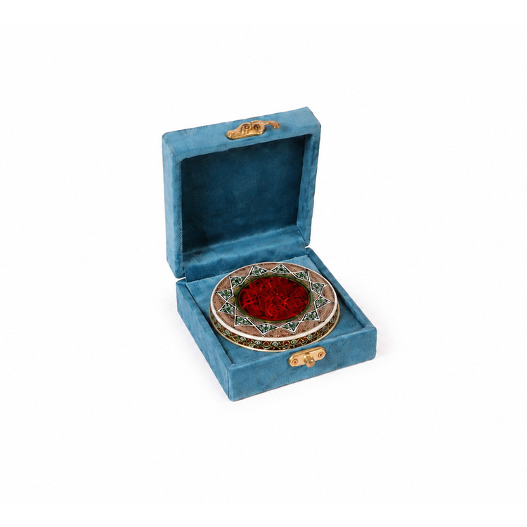 باکس زعفران درین پک مدل MK1026 مخمل کالیفرنیا آبی نفتی کمرنگ - ابعاد ۱۲×۱۲×۵