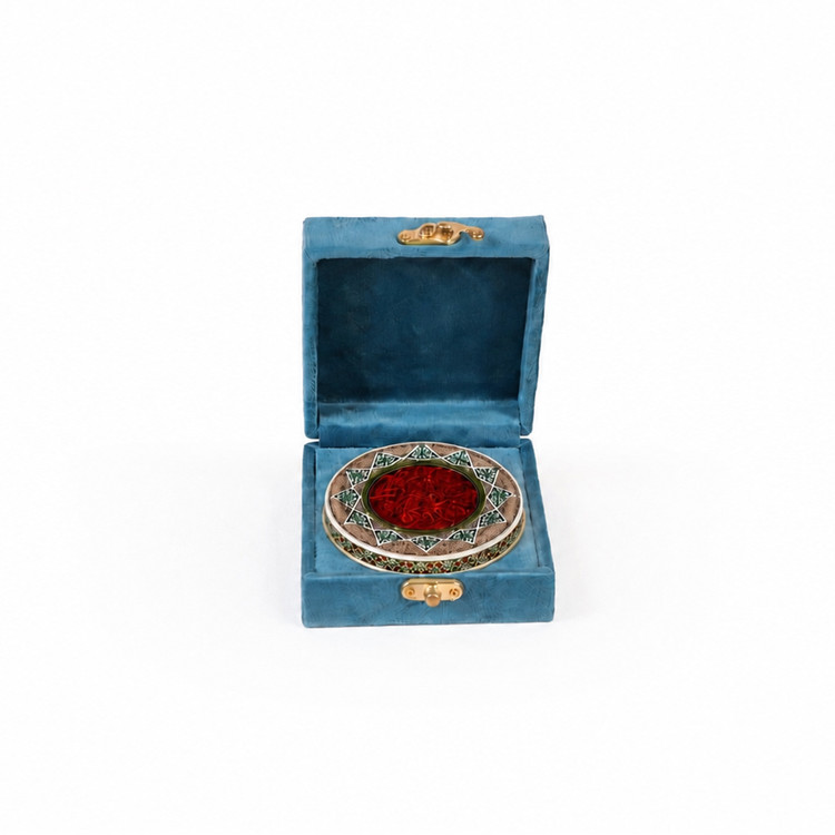 باکس زعفران درین پک مدل MK1026 مخمل کالیفرنیا آبی نفتی کمرنگ - ابعاد ۱۲×۱۲×۵