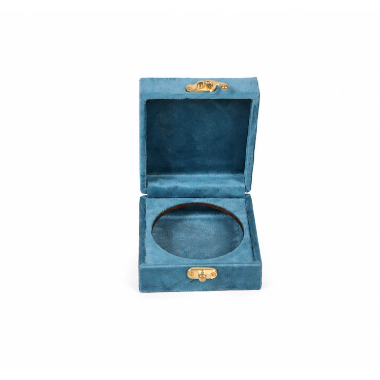 باکس زعفران درین پک مدل MK1026 مخمل کالیفرنیا آبی نفتی کمرنگ - ابعاد ۱۲×۱۲×۵