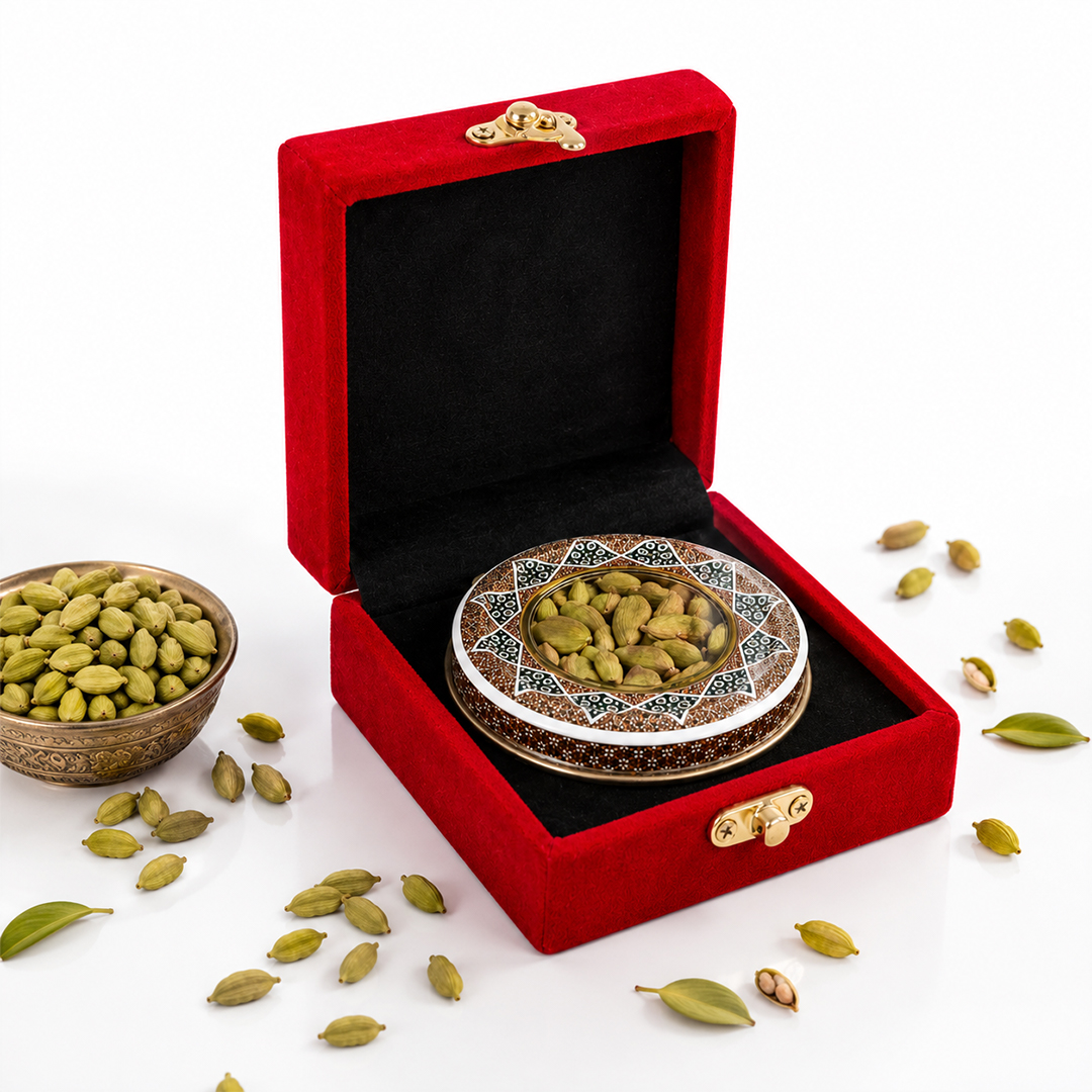 باکس زعفران درین پک مدل MK1028 مخمل کالیفرنیا قرمز - ابعاد ۱۲×۱۲×۵