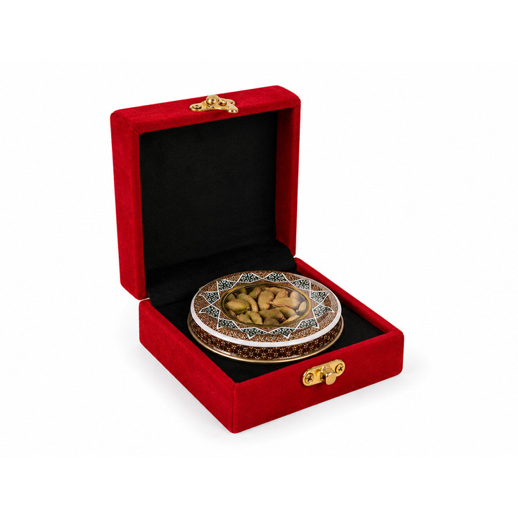 باکس زعفران درین پک مدل MK1028 مخمل کالیفرنیا قرمز - ابعاد ۱۲×۱۲×۵