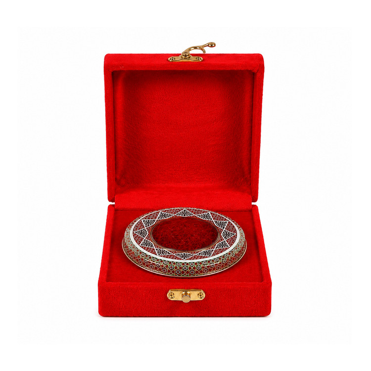 باکس زعفران درین پک مدل MK1029 مخمل کالیفرنیا قرمز - ابعاد ۱۲×۱۲×۵
