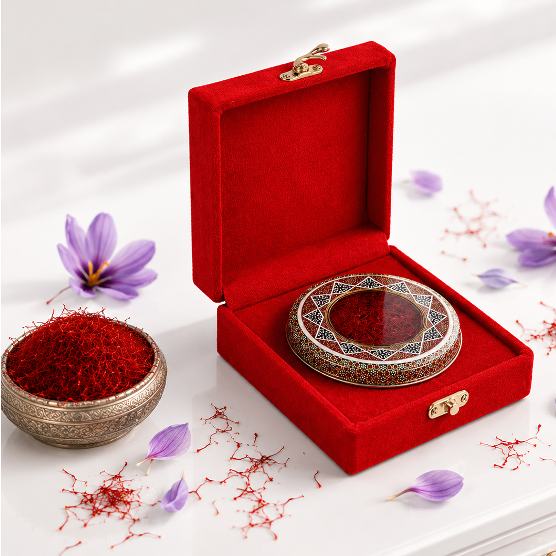 باکس زعفران درین پک مدل MK1029 مخمل کالیفرنیا قرمز - ابعاد ۱۲×۱۲×۵