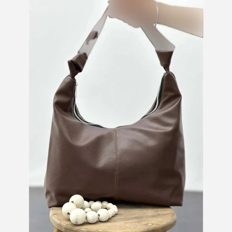 کیف چرم بند گره ای زنانه مشکی موکا بزرگ جادار با کیفیت عالی