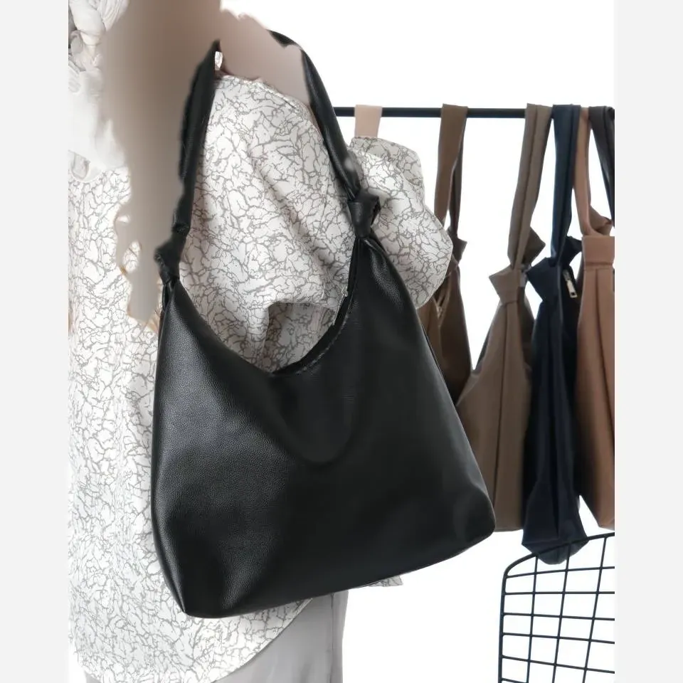 کیف چرم بند گره ای زنانه مشکی موکا بزرگ جادار با کیفیت عالی