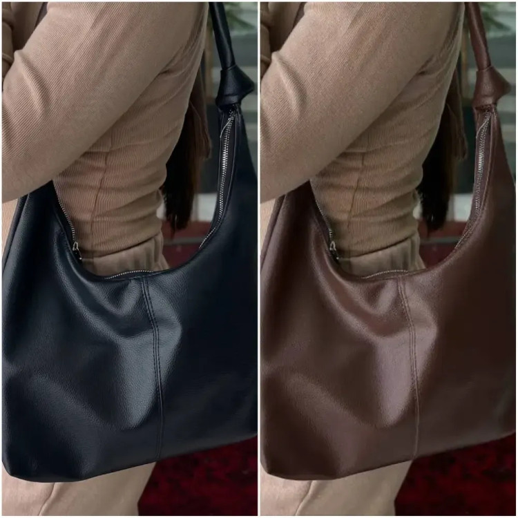 کیف چرم بند گره ای زنانه مشکی موکا بزرگ جادار با کیفیت عالی