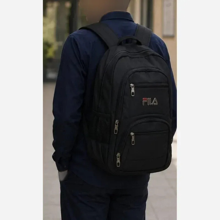 کوله پشتی دبیرستانی برزنتی درجه یک با جای لپ تاپ و دو جیب قمقمه در دو رنگ FILA و CAT