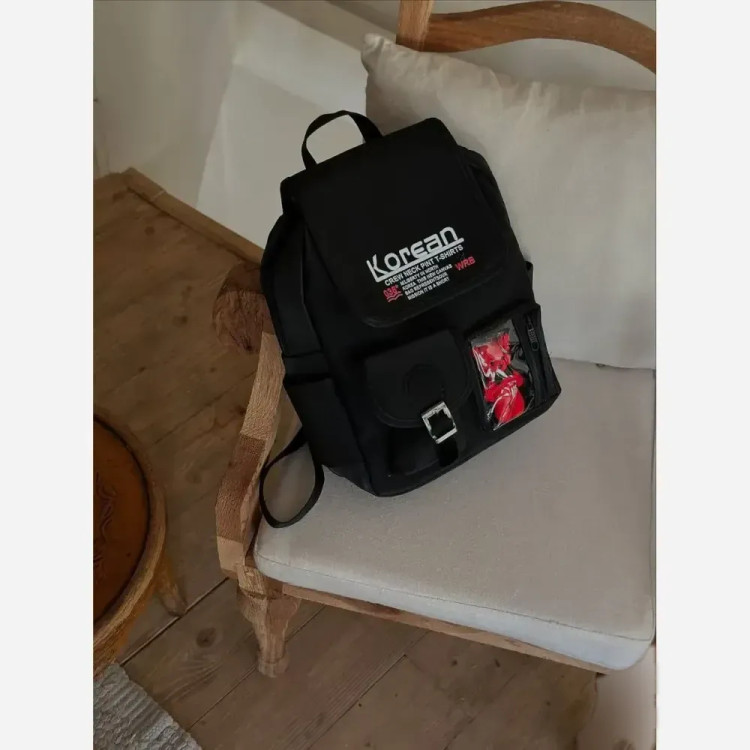 کوله پشتی چرم مشکی زنانه طرح عروسکی اندازه 40x35 سانت