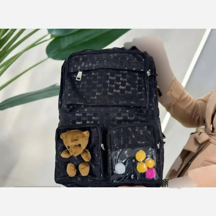 کوله پشتی روشا نانسی مشکی کرم نسکافه ای 35*40 سانت