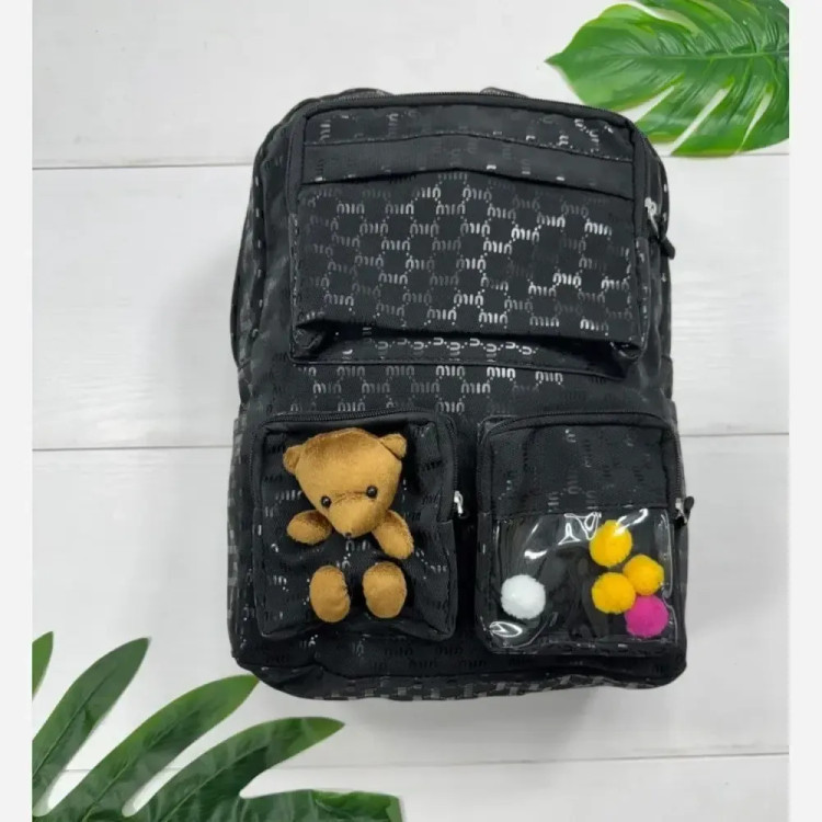 کوله پشتی روشا نانسی مشکی کرم نسکافه ای 35*40 سانت