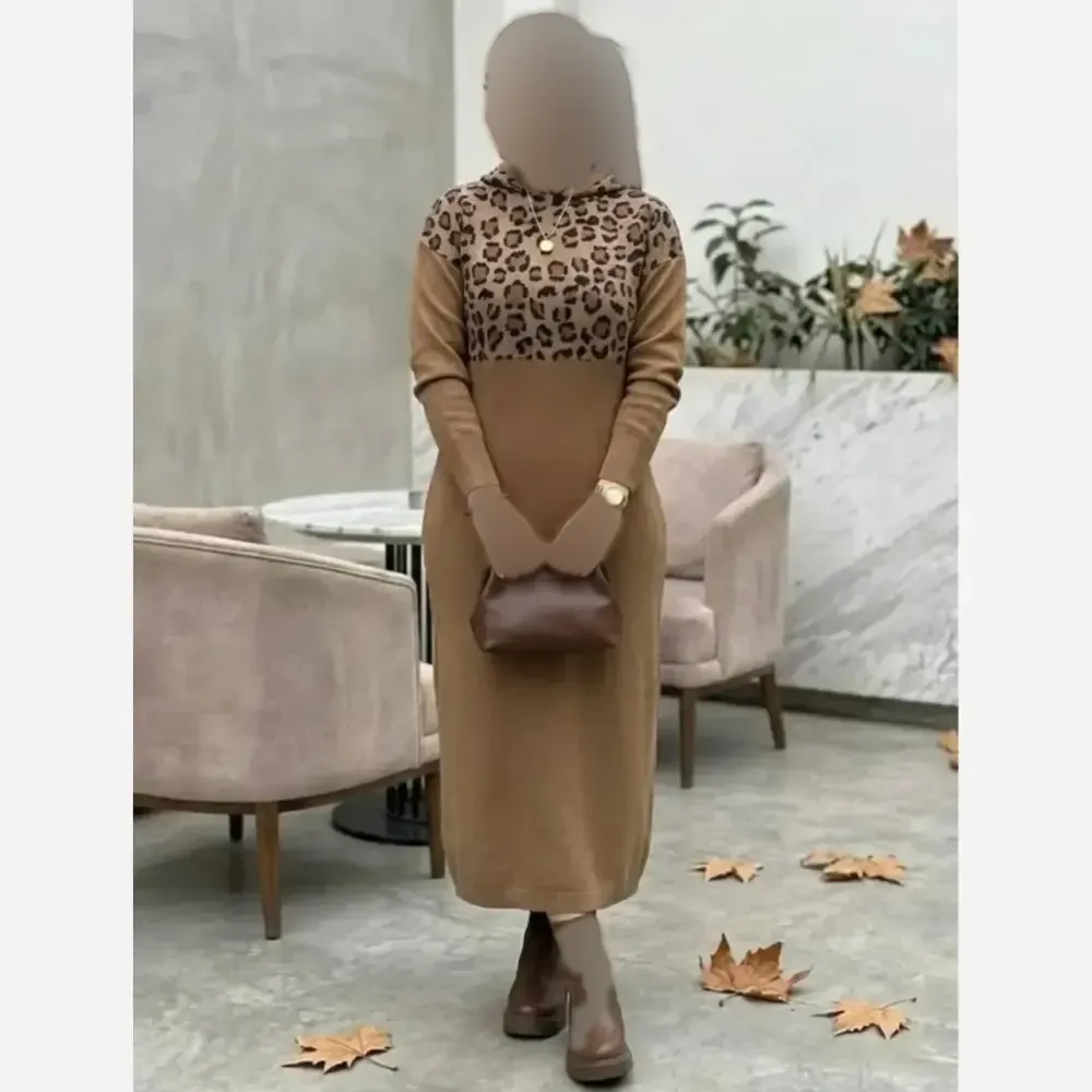 کفتان بافت زنانه مدل ژیوان فری سایز رنگ مشکی موکا نسکافه ای کرم