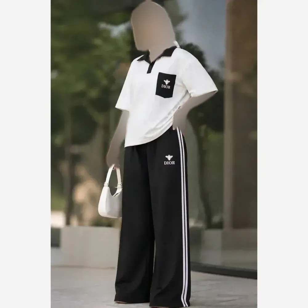 ست تی شرت و شلوار زنانه دیور جنس پنبه گلکسی سایز فری 38 تا 46