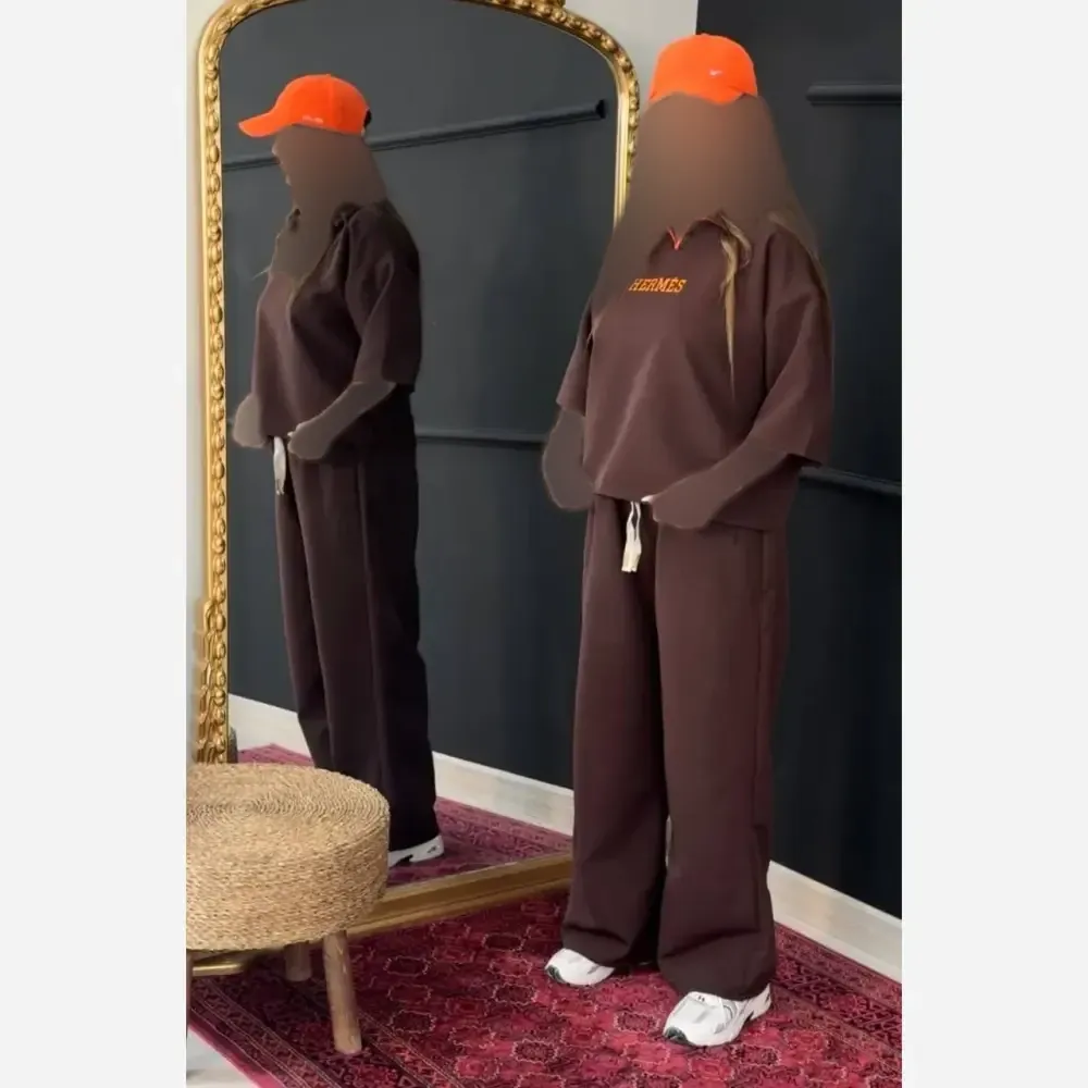 ست بلوز و شلوار زنانه مازراتی درجه یک مدل HERMES رنگ مشکی موکا سرمه ای سایز فری 38 تا 46