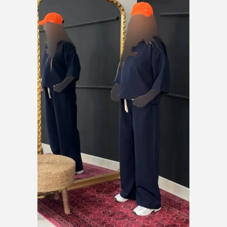 ست بلوز و شلوار زنانه مازراتی درجه یک مدل HERMES رنگ مشکی موکا سرمه ای سایز فری 38 تا 46