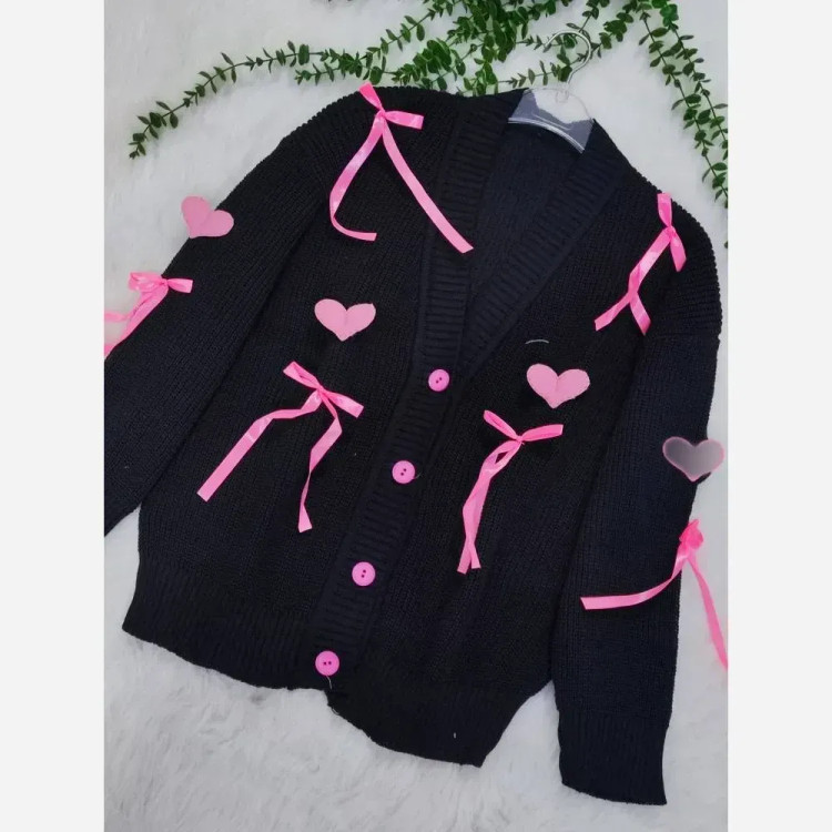 ژاکت بافت پرتراکم طرح قلبی فری سایز تا 50