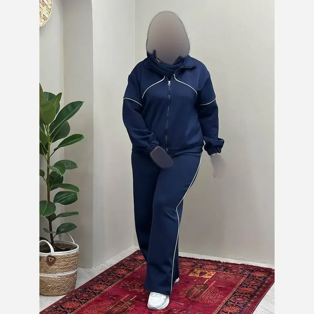 ست سوییشرت و شلوار زنانه مدل نانسی جنس مازراتی درجه یک رنگ مشکی موکا سرمه ای سایز فری 38 تا 46