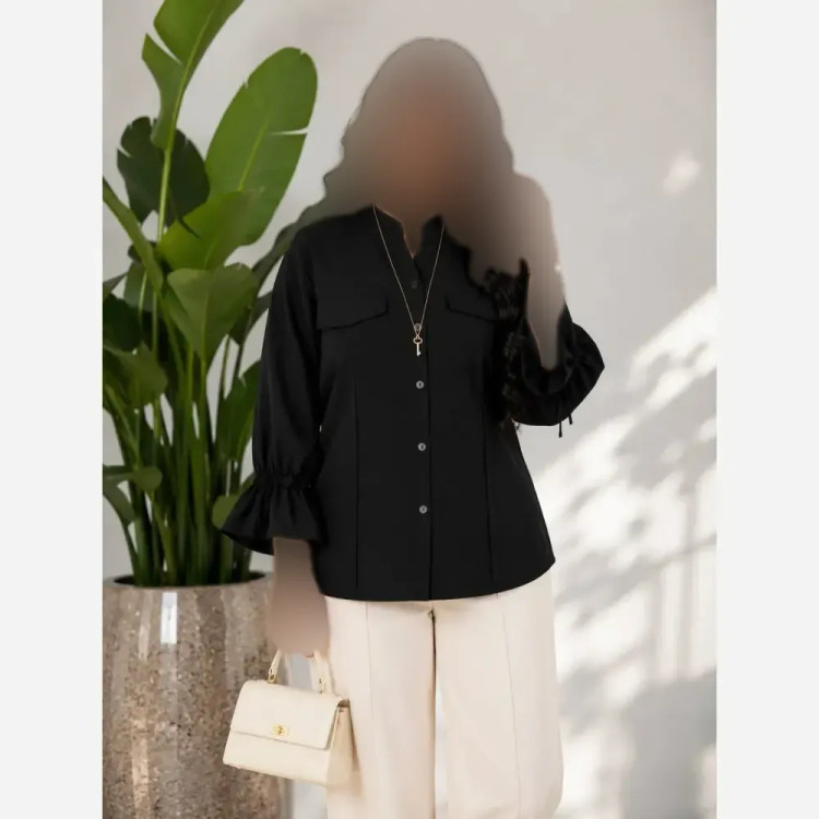 شومیز آستین عروسکی لینن پری فری سایز تا 48