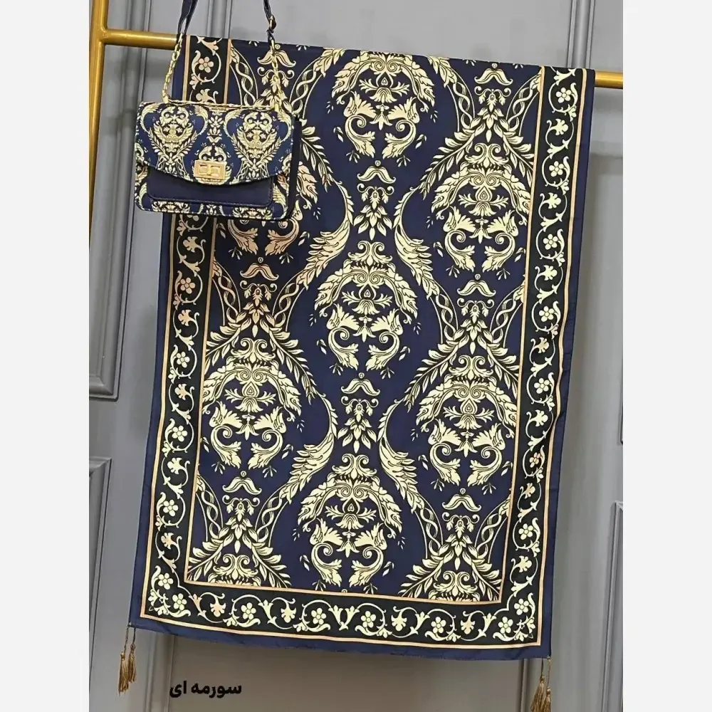 ست کیف و شال الیزابت مخمل و چرم صنعتی نخی