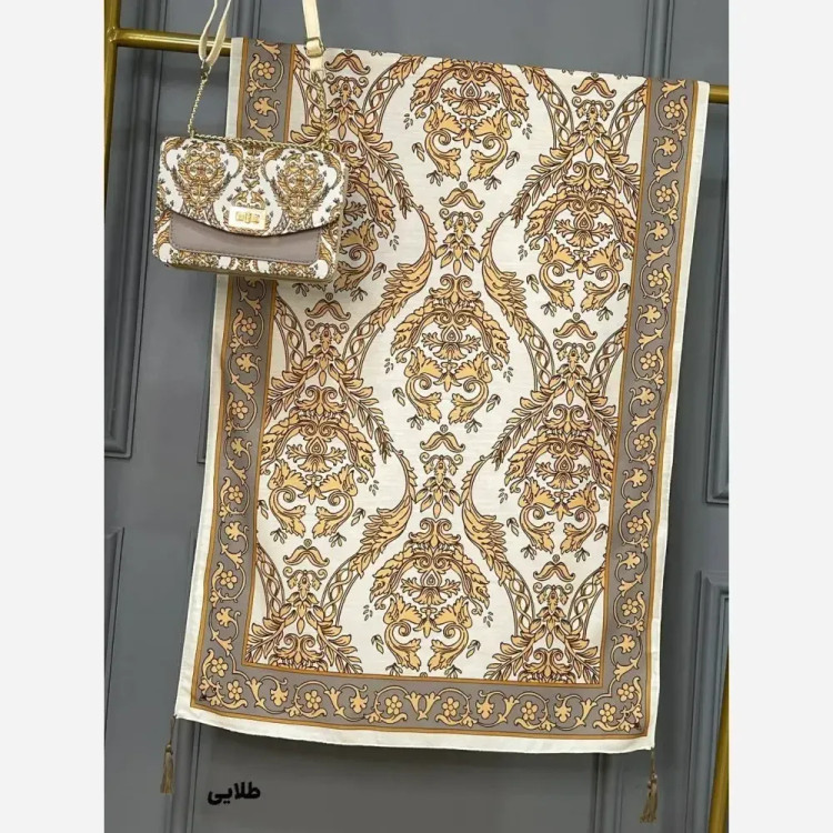ست کیف و شال الیزابت مخمل و چرم صنعتی نخی