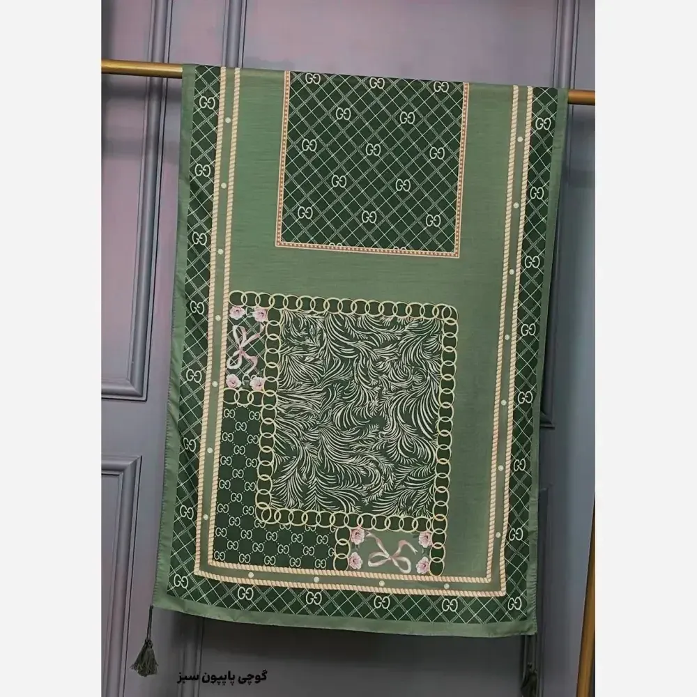 شال نخی اعلا طرح پاپیون رز ابعاد 190 در 70 سانتیمتر