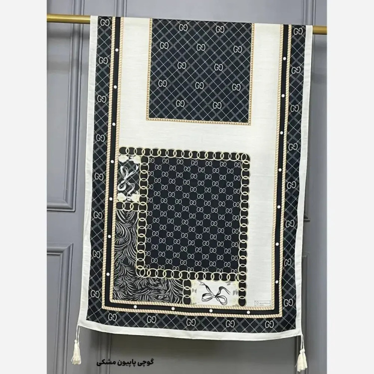 شال نخی اعلا طرح پاپیون رز ابعاد 190 در 70 سانتیمتر
