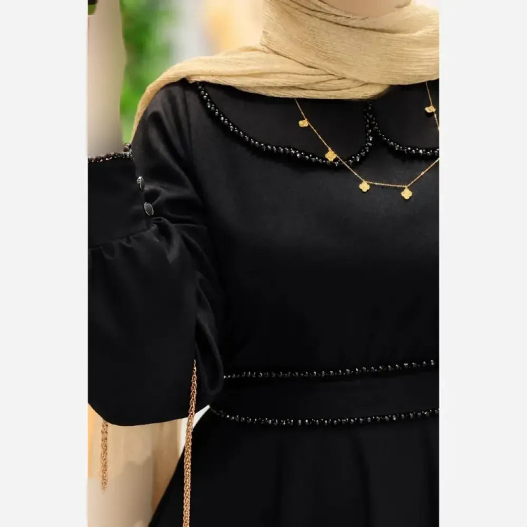 پیراهن بلند زنانه الیزه خرجکار مروارید فری سایز تا 48