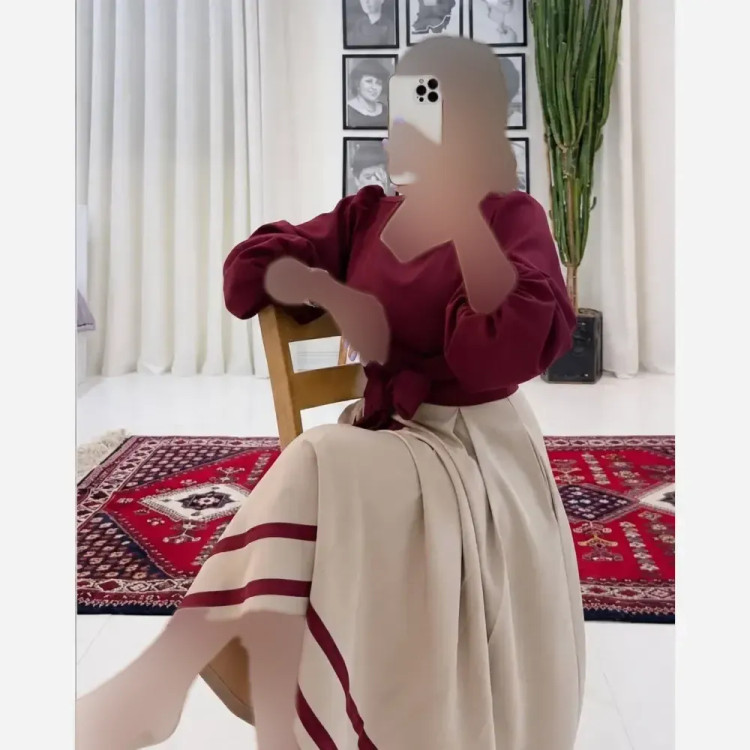 پیراهن مازراتی رویا کمربنددار فری سایز رنگ زرشکی سورمه ای سبزتیره