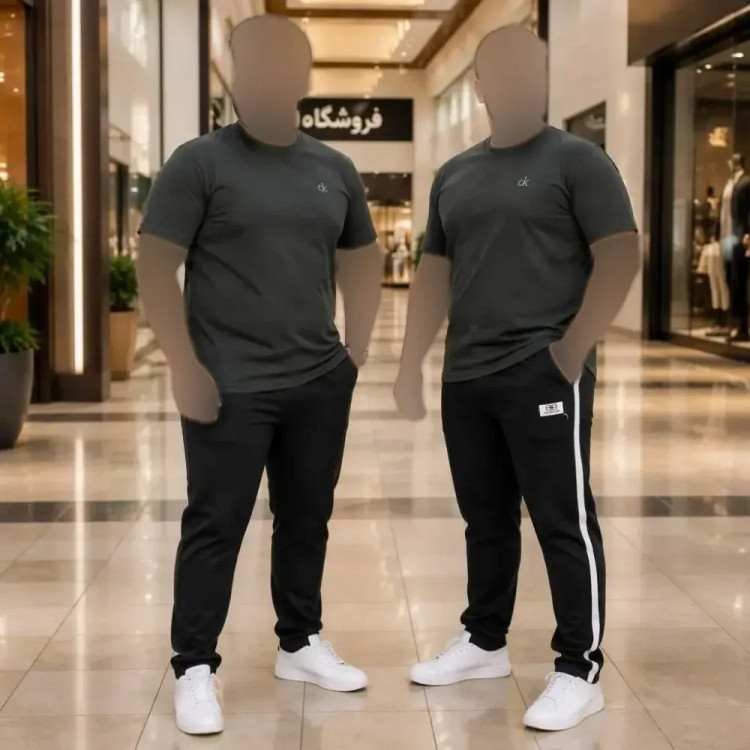 ست تیشرت کبریتی و شلوار اسپان نخ مردانه مدل امید