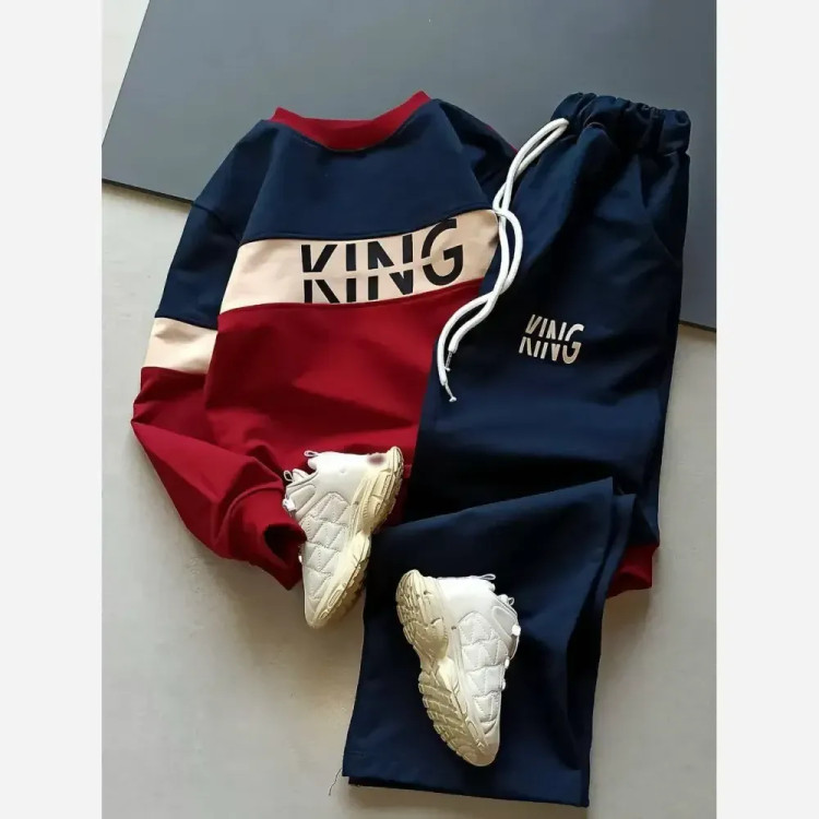 ست بلوز و شلوار دورس پنبه دو نخ لاکرا طرح کینگ اسپرت سایز 55