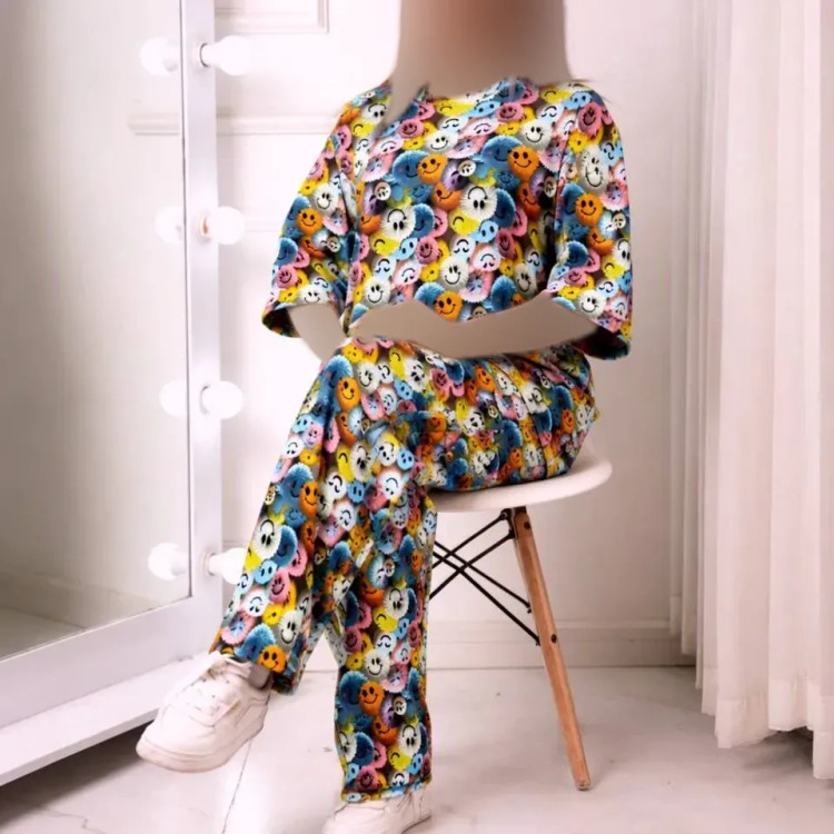 ست تیشرت شلوار راحتی سه بعدی پنبه گیاهی درجه یک