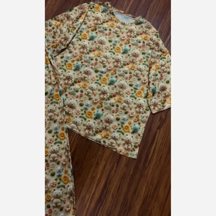 ست تیشرت شلوار راحتی سه بعدی پنبه گیاهی درجه یک