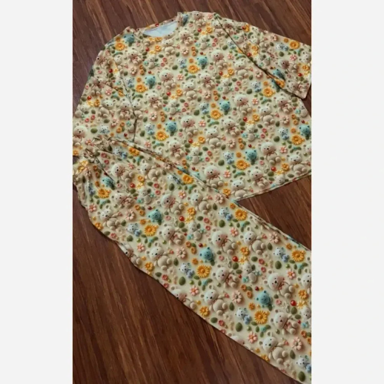 ست تیشرت شلوار راحتی سه بعدی پنبه گیاهی درجه یک