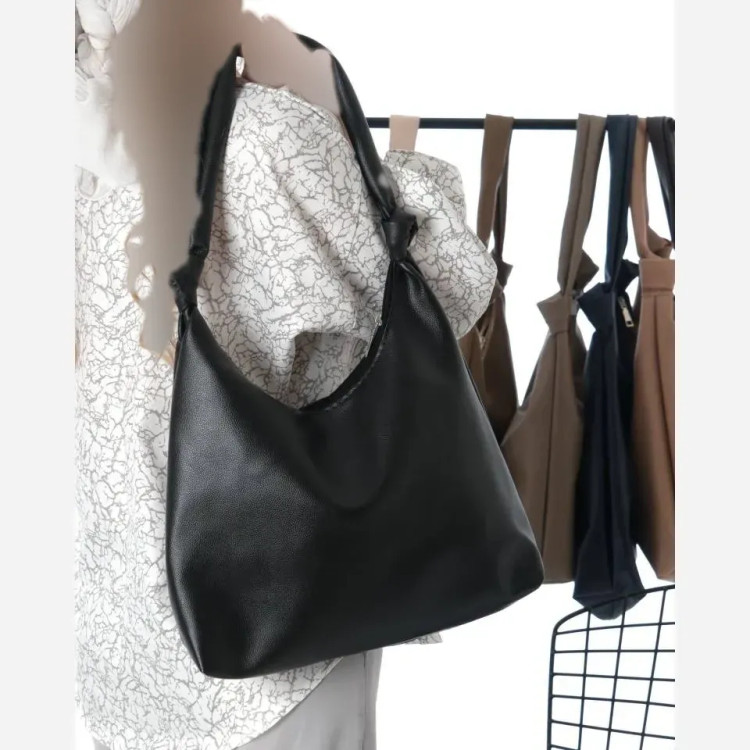کیف بند گره ای چرم سبک و جادار رنگ مشکی و موکا