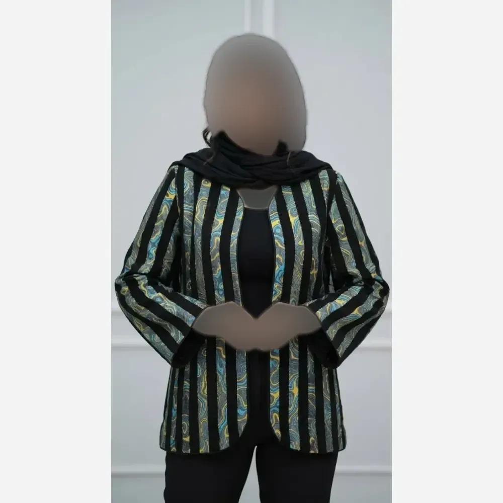 کت زنانه طرح دار جنس تافته درجه یک فری سایز 38 تا 46