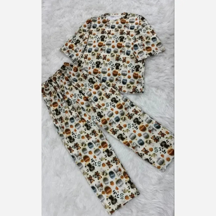 ست تیشرت شلوار راحتی سه بعدی پنبه گیاهی درجه یک