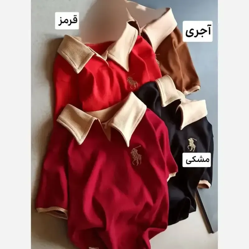 پولوشرت اسپرت بچگانه و بزرگسال کش بافت پنبه لاکرا گلدوزی شده