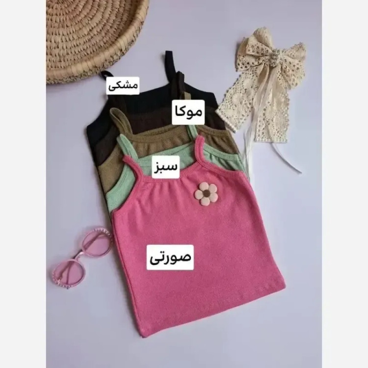 ست گلبرگ دخترانه مناسب 2 تا 9 سال تاپ فانریپ و شلوارک لینن نچرال در 4 سایز