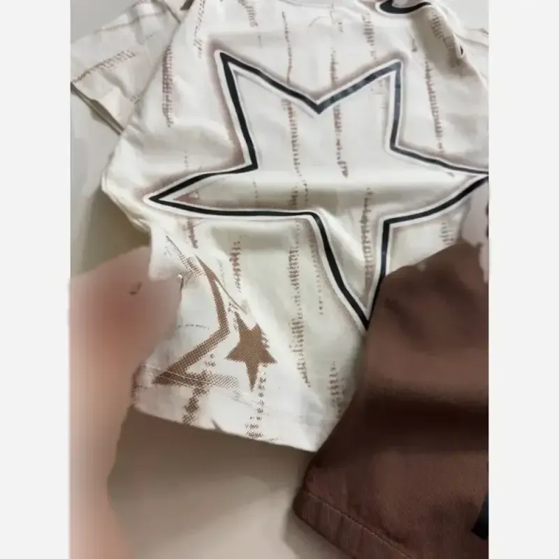 ست تیشرت و شلوارک اسپرت نخ پنبه و لی بچه گانه سایز 45 تا 60
