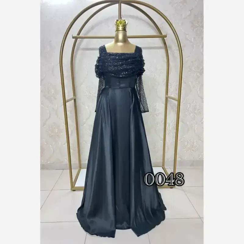 مدل بیتا لباس مجلسی پارچه جسیمکو با ساتن آمریکایی سایز 38 تا 48