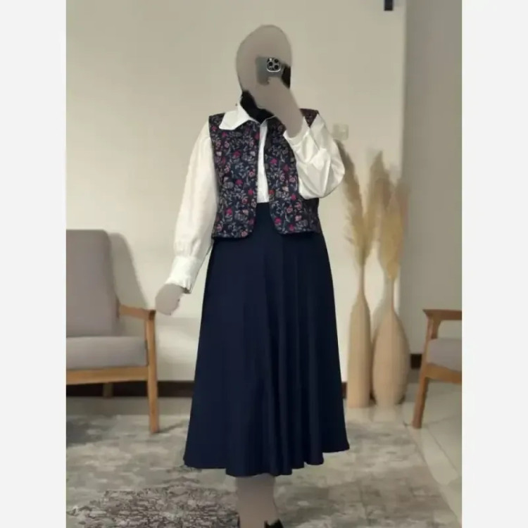 ست کت و دامن زنانه جنس لینن شانتون سه نخ