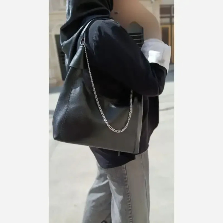 کیف دستی زنانه چرم شرانگ خارجی مشکی سایز 30 در 23