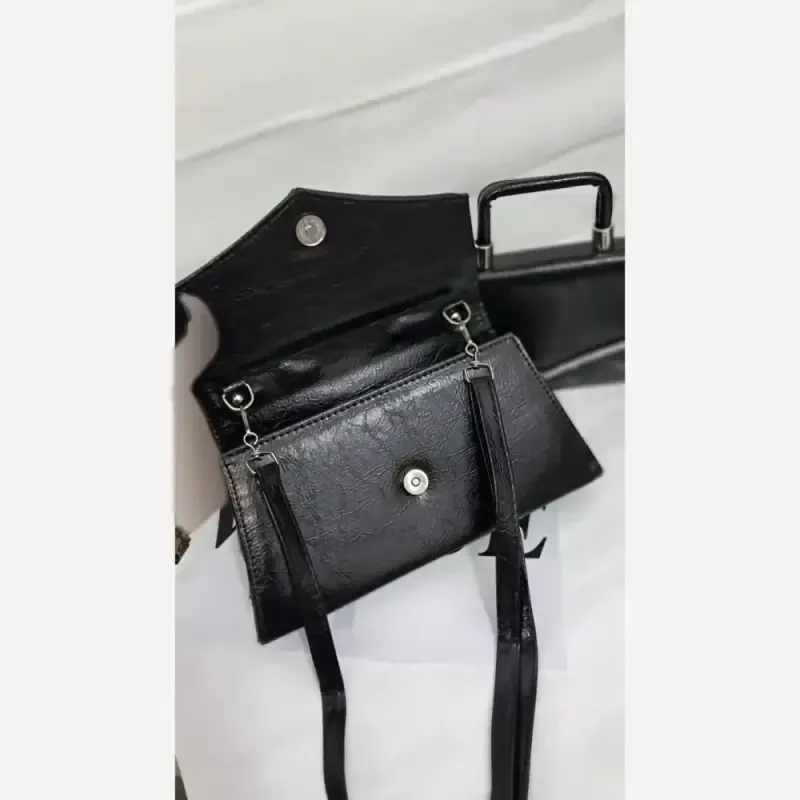 کیف مجلسی ماهلین چرم مشکی سایز 25 در 15