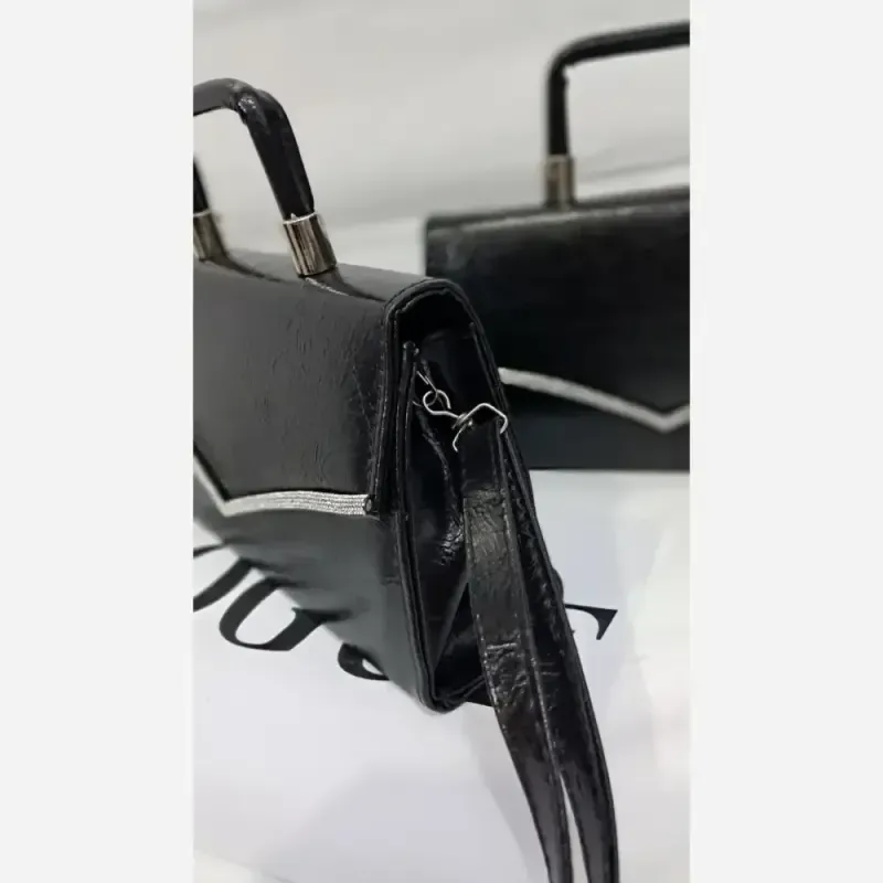 کیف مجلسی ماهلین چرم مشکی سایز 25 در 15