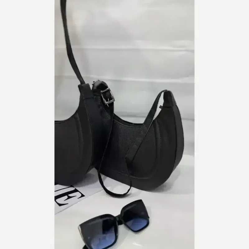 کیف مهرلین چرم مشکی سایز 15 در 20
