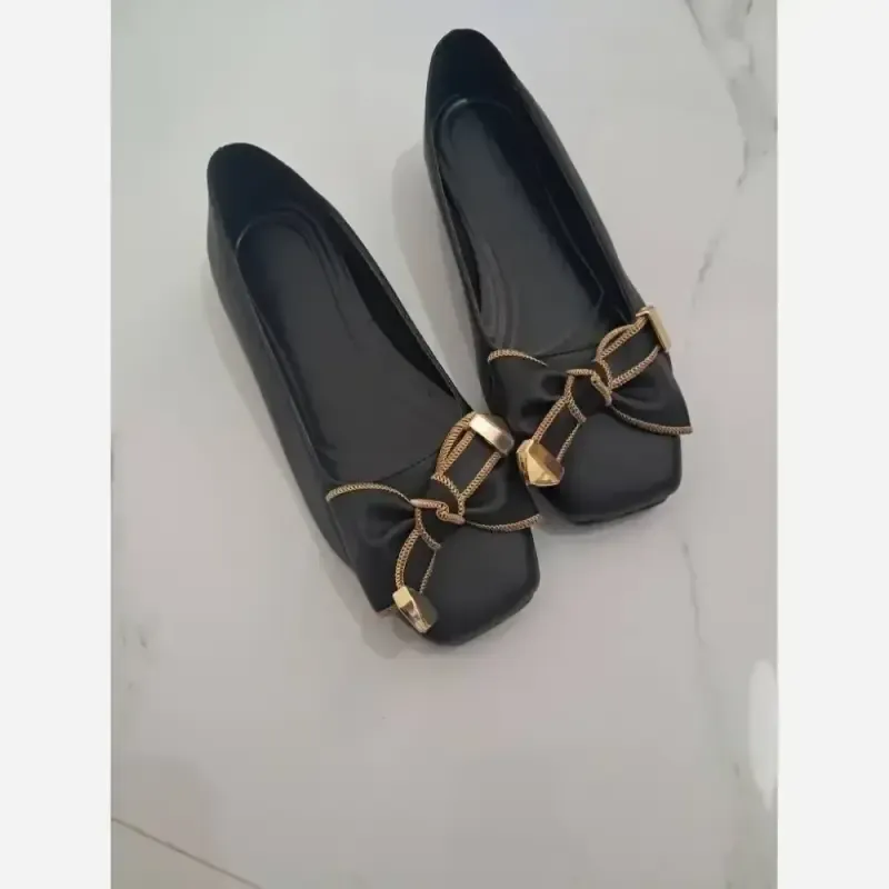 کالج کلاسیک زنانه مدل برگی رویه وارداتی زیره تخت سایز 37 تا 40