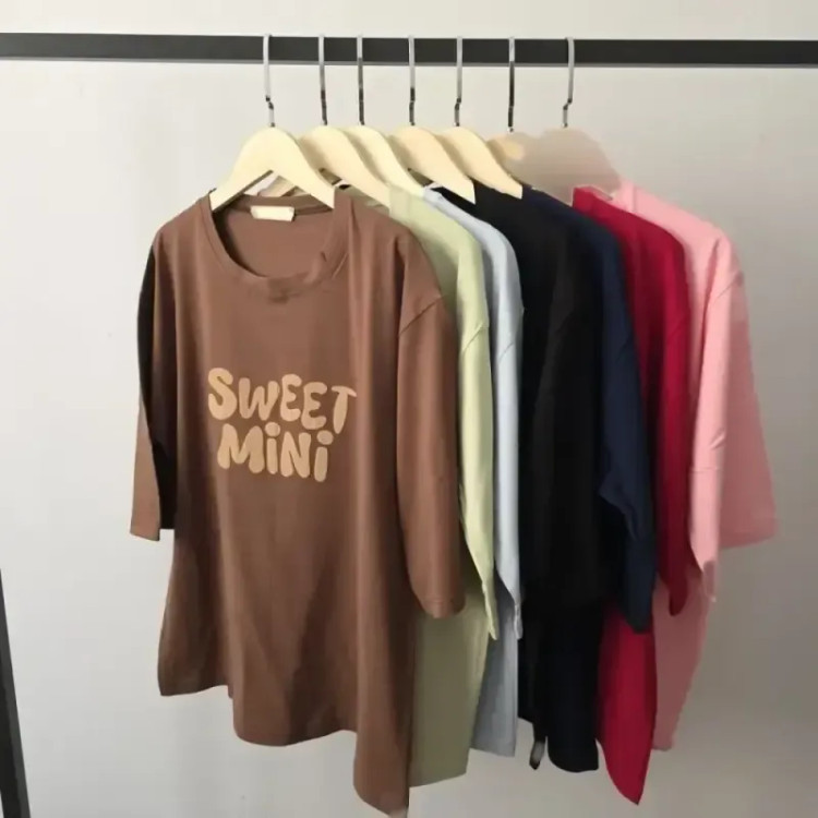تیشرت باکسی نخ پنبه طرح sweet mini فری سایز