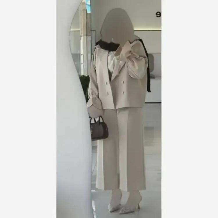 کت شلوار زنانه مازراتی مدل انگور واید لگ سایز فری 38 تا 48 رنگ مشکی شکلاتی استخوانی
